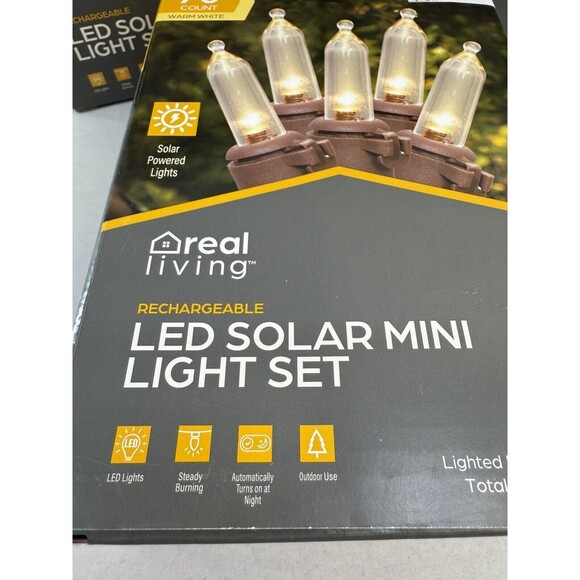 CHRISTMAS Real Living Solar LED String Lights Warm White 23 Feet Christmas Out… - Picture 9 of 12